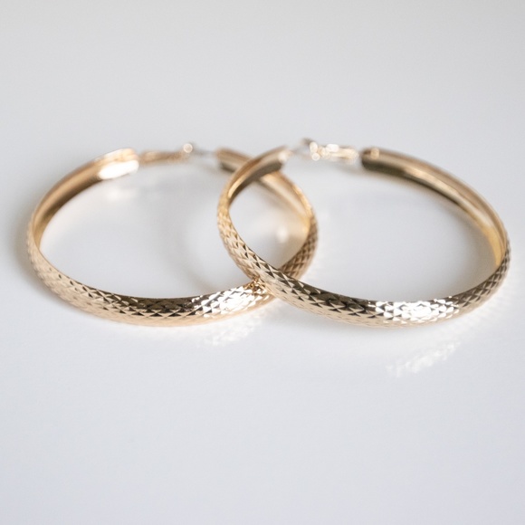 Textured Hoop Gold Earrings (2 Pairs) - Picture 1 of 5